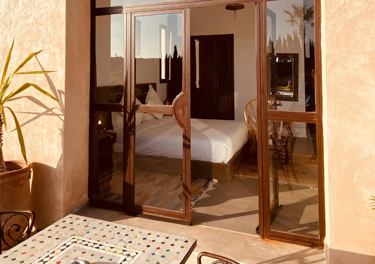 A room opening onto its private terrace at Riad Dar Ayman Essaouira